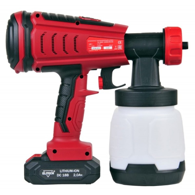 Аккумуляторный краскопульт ELITECH КА 18БЛП (E2208.003.02)