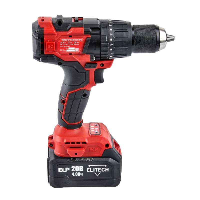 Аккумуляторная ударная дрель-шуруповерт Elitech ДА 21УБЛ2 (E2201.048.02)