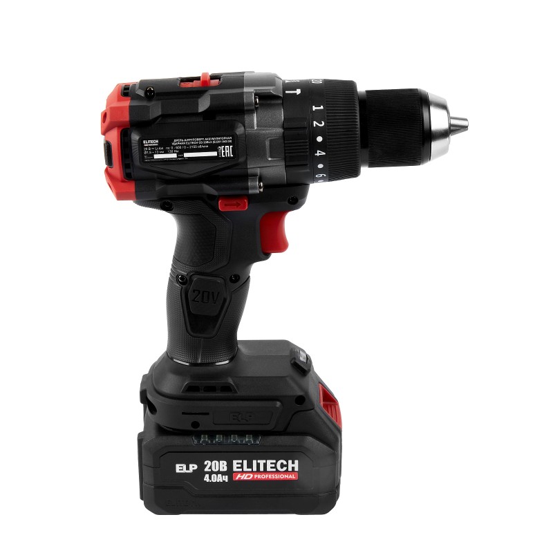 Аккумуляторная ударная дрель-шуруповерт ELITECH CD 20BL2 (E2201.042.01)