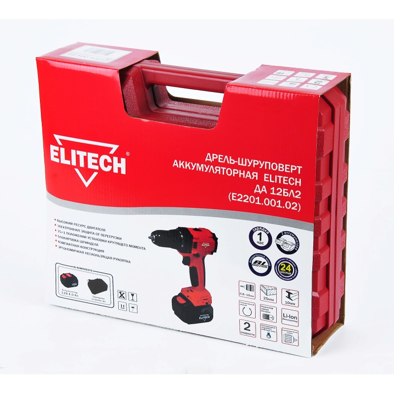 Аккумуляторная дрель-шуруповерт Elitech ДА 12БЛ2 (Е2201.001.02 )