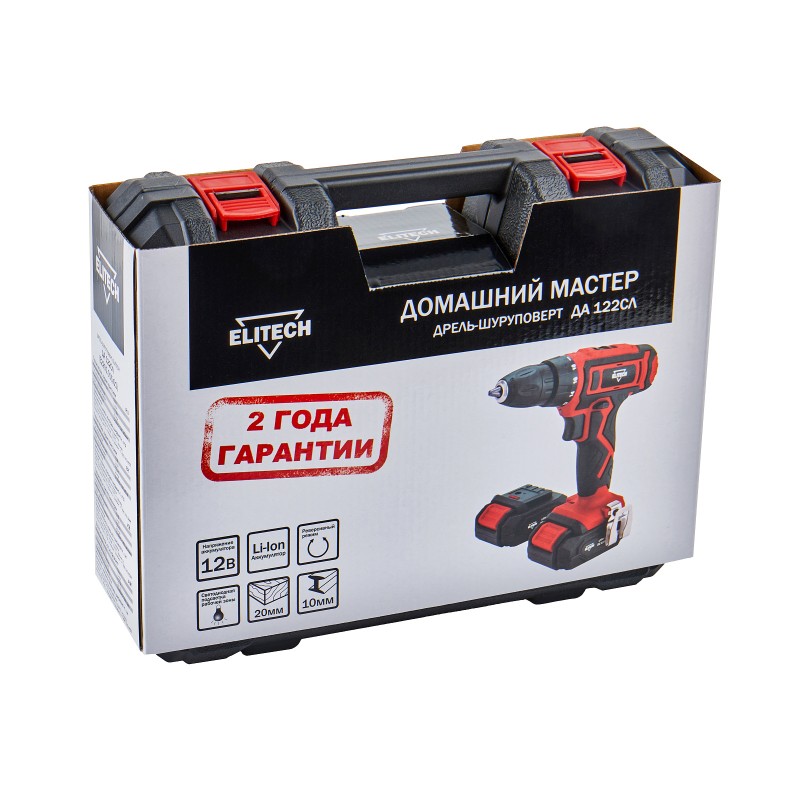 Аккумуляторная дрель-шуруповерт Elitech ДА 122СЛ (E2201.015.01)