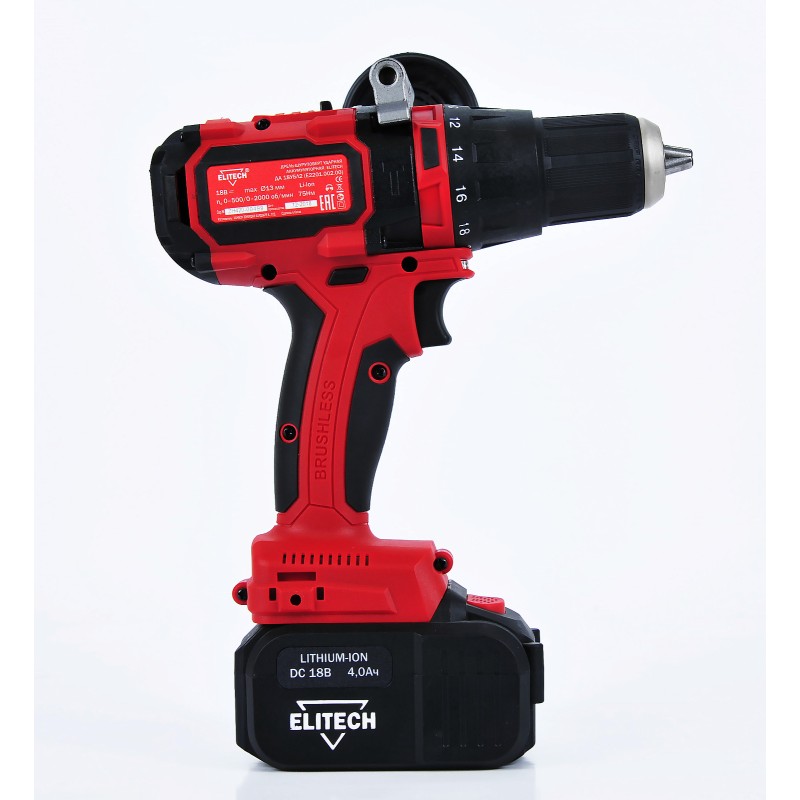 Аккумуляторная ударная дрель-шуруповерт Elitech ДА 18УБЛ2 (Е2201.002.02)