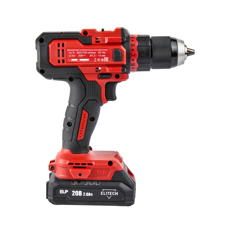 Аккумуляторная дрель-шуруповерт Elitech ДА 20СЛ2 (E2201.044.01)