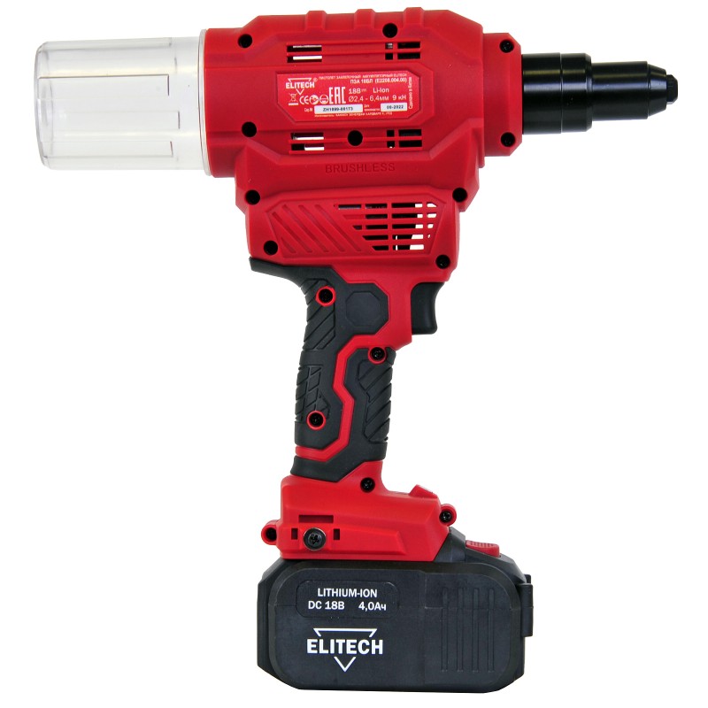 Аккумуляторный заклепочный пистолет Elitech ПЗА 18БЛ (E2208.004.01)