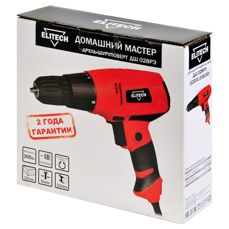 Сетевая дрель-шуруповерт Elitech ДШ 028РЭ (E2201.018.00)