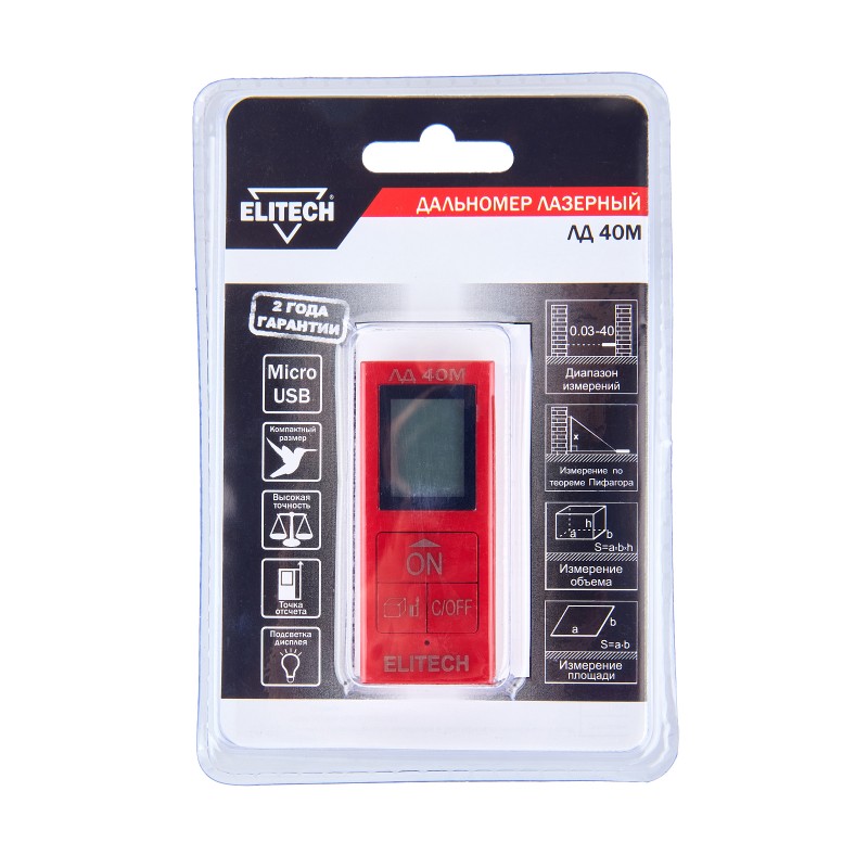 Лазерный дальномер Elitech ЛД 40М