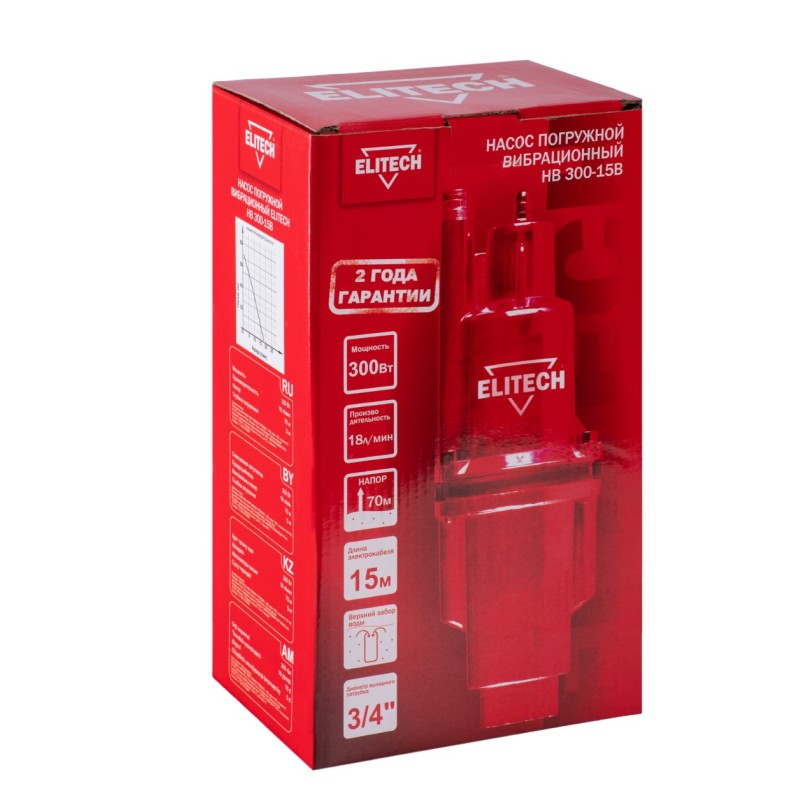 Насос погружной вибрационный тип Малыш Elitech НВ 300-15В