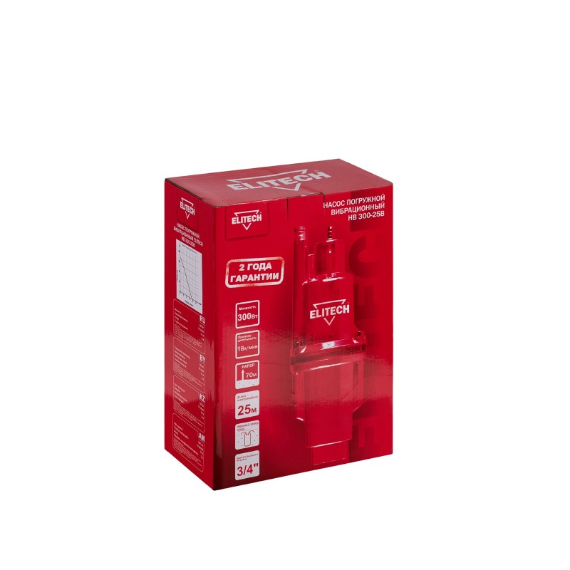 Насос погружной вибрационный тип Малыш Elitech НВ 300-25В