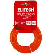 Леска для эл.триммеров, 1.6 м, 15 м, бесшу м, сердечн, моток Elitech 0809.029200
