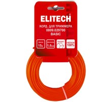 Леска для триммеров 1.6 м, 15 м, квадрат, трехцвет, моток Elitech 0809.029700