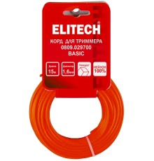 Леска для триммеров 1.6 м, 15 м, квадрат, трехцвет, моток Elitech 0809.029700
