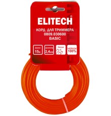 Леска для триммеров 2.4 м, 15 м, звезда, моток Elitech 0809.030600