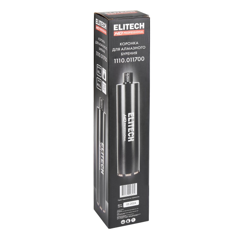 Коронка для алмазного бурения с охлаждением, 82х450, 1 1/4" Elitech 1110.011700