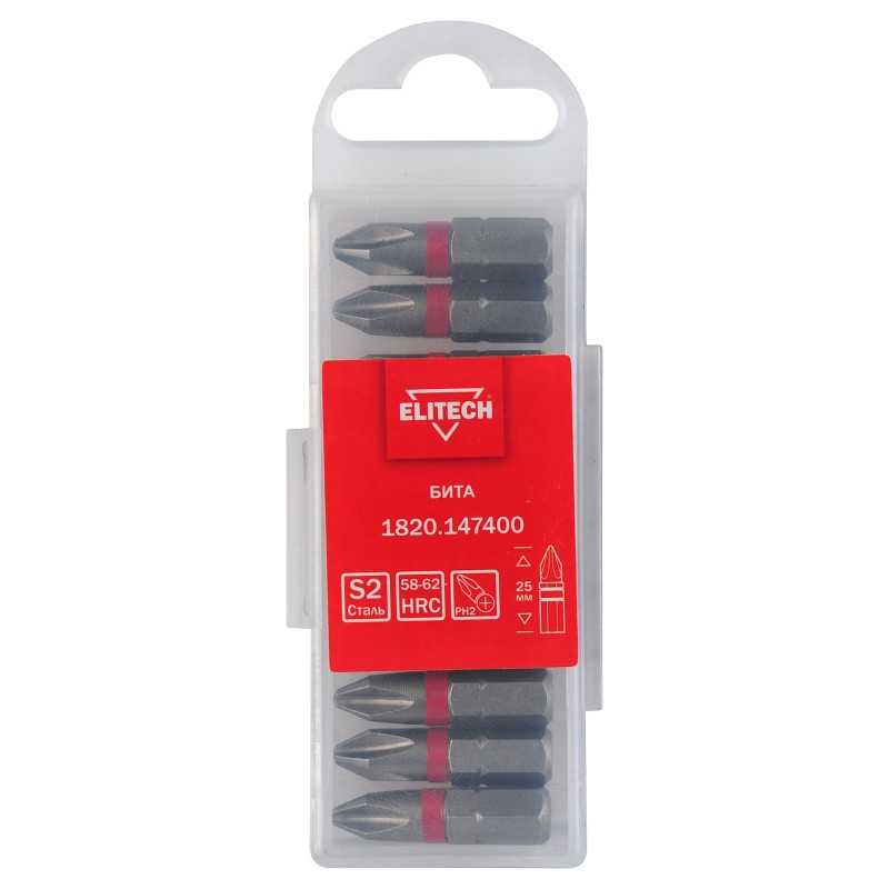 Бита PH2 25 мм 1 шт. Elitech 1820.147400