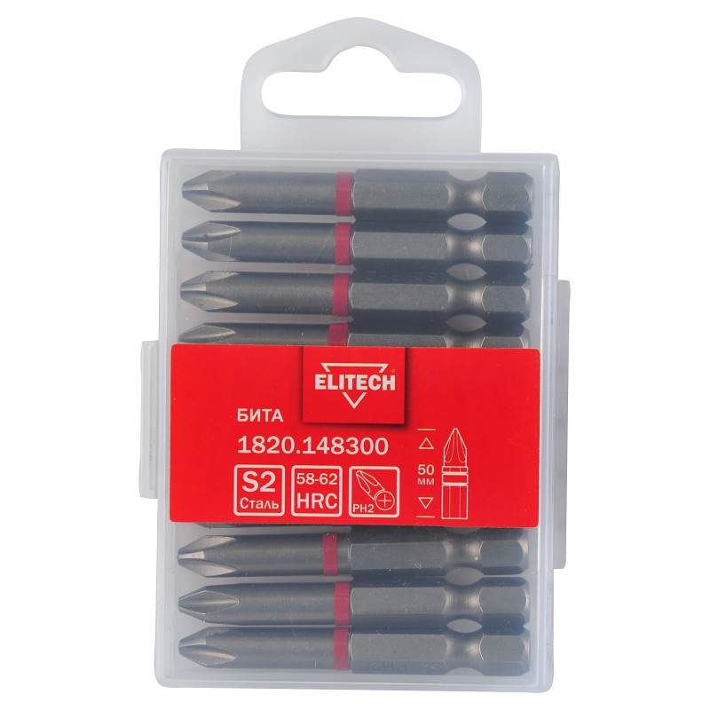 Бита PH2 50 мм 1 шт Elitech 1820.148300