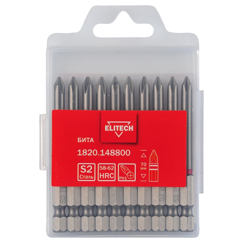 Бита PH1 70 мм 1 шт. Elitech 1820.148800
