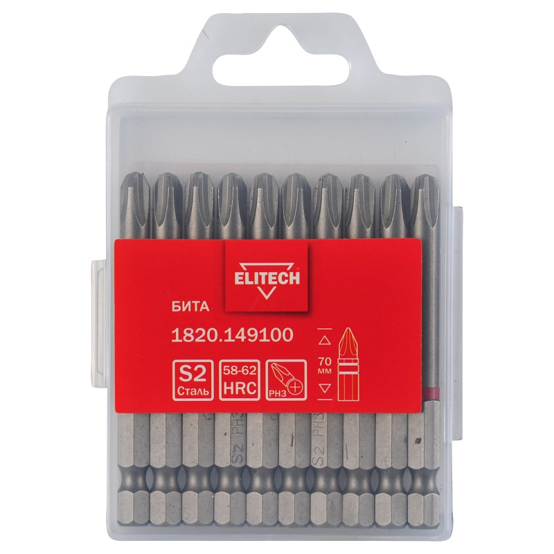 Бита PH3 70 мм 1 шт. Elitech 1820.149100