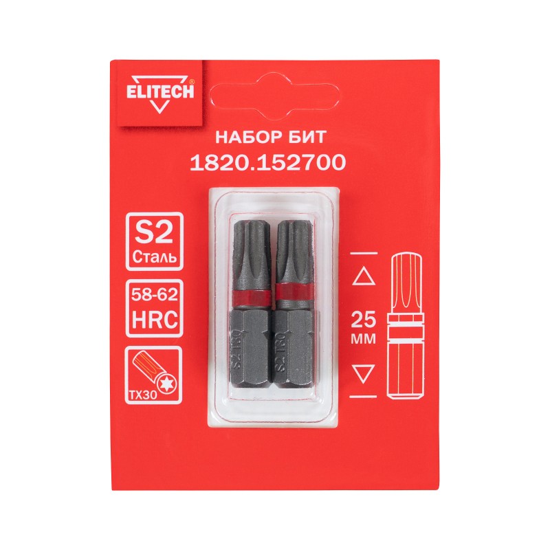 Биты TORX30 25 мм 2 шт. Elitech 1820.152700