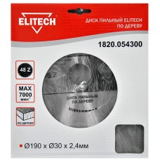 Диск пильный по дереву Elitech 1820.054300 Диск пильный по дереву Elitech 1820.054300