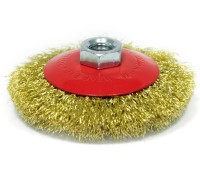 Щетка для УШМ «Тарелка» латунированная витая проволока Elitech 1820.075100