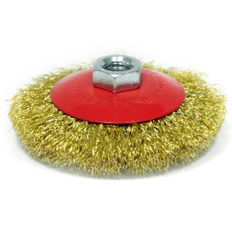 Щетка для УШМ «Тарелка» латунированная витая проволока Elitech 1820.075100