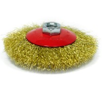 Щетка для УШМ «Тарелка» латунированная витая проволока Elitech 1820.075200