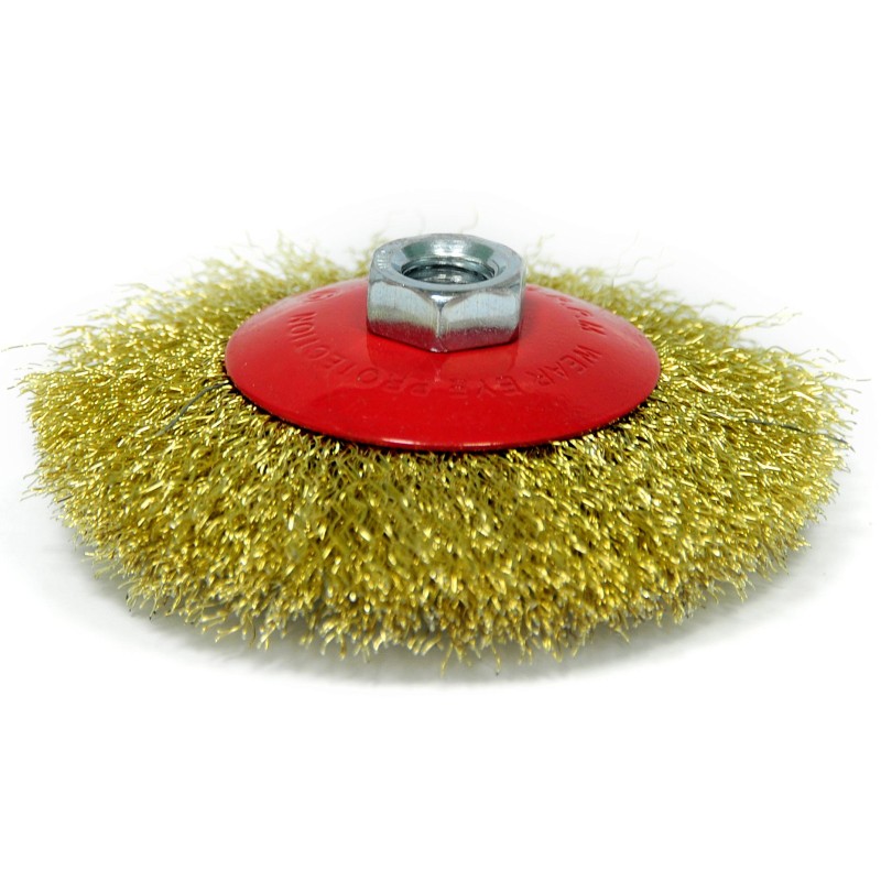 Щетка для УШМ «Тарелка» латунированная витая проволока Elitech 1820.075200