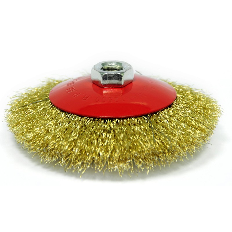 Щетка для УШМ «Тарелка» латунированная витая проволока Elitech 1820.075300