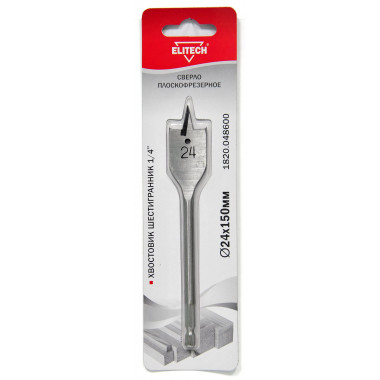 Сверло плоскофрезерное (хвостовик шестигранник 1/4) Elitech 1820.048600