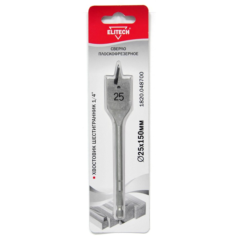Сверло плоскофрезерное (хвостовик шестигранник 1/4) Elitech 1820.048700