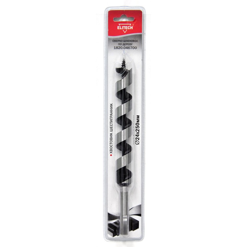 Сверло по дереву (шнековое, хвостовик шестигранник) Elitech 1820.046700