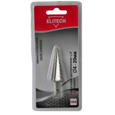 Сверло ступенчатое (хвостовик, шестигранник 1/4, 9 ступеней, НSS) Elitech 1820.049200 Сверло ступенчатое (хвостовик, шестигранник 1/4, 9 ступеней, НSS) Elitech 1820.049200