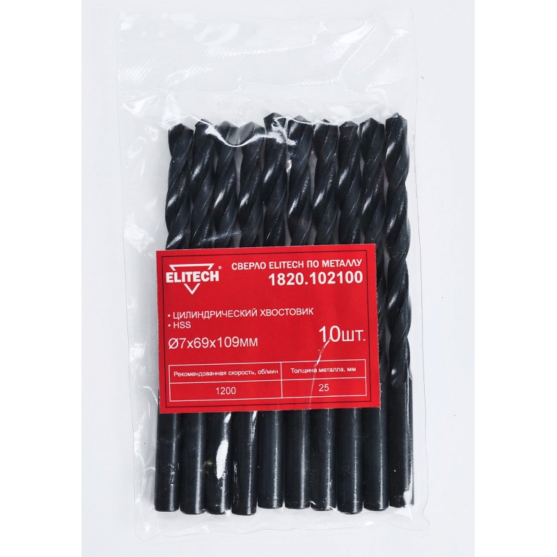 Сверло для металла Elitech 1820.102100 Ø7.0х69х109мм