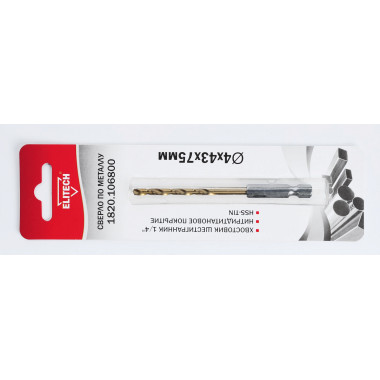 Сверло для металла Elitech 1820.106800 Ø4.0x43х75мм