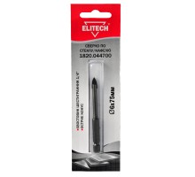Сверло по стеклу/ кафелю (хвостовик шестигранник 1/4, острие конус) Elitech 1820.044700