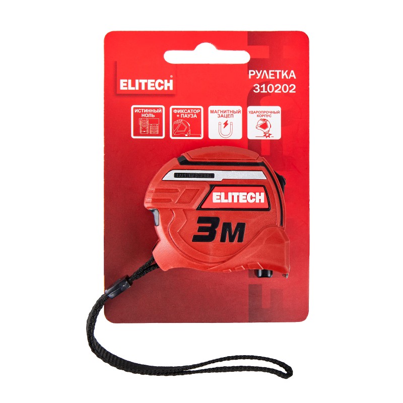 Рулетка Elitech 310202 3 м, 16 мм