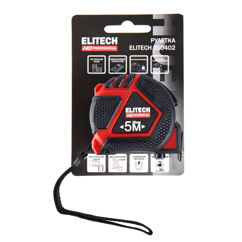 Рулетка Elitech HD 310402 5 м, 25 мм