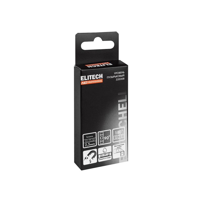 Уровень пузырьковый акриловый ELITECH HD 320308 10 см, 2 колбы