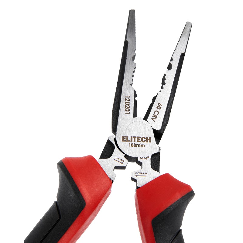 Длинногубцы комбинированные ELITECH 120201 180 мм, сталь CrV