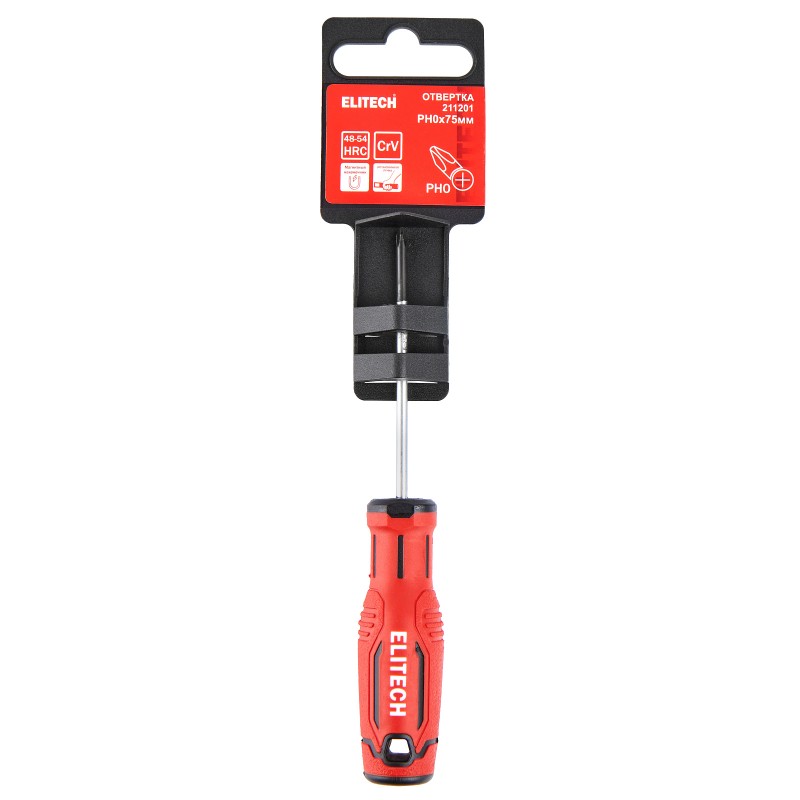 Отвертка Elitech 211201 PH0х75 мм