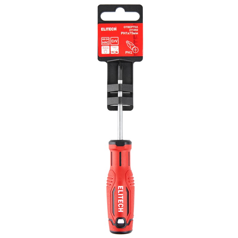 Отвертка Elitech 211202 PH1х75 мм