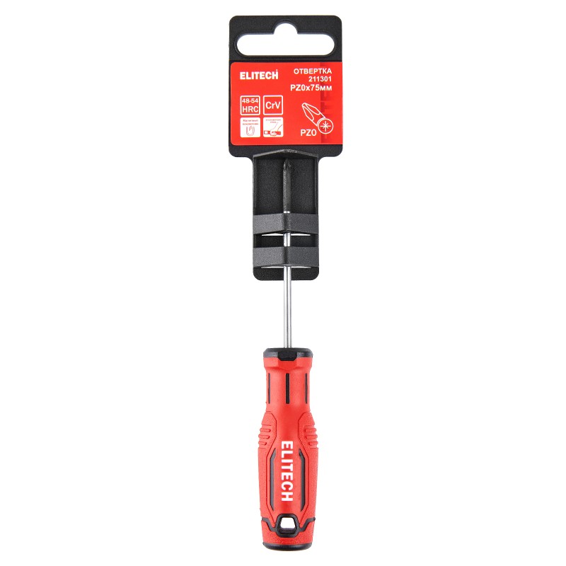 Отвертка ELITECH 211301 PZ0х75 мм