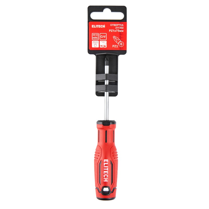 Отвертка Elitech 211302 PZ1х75 мм
