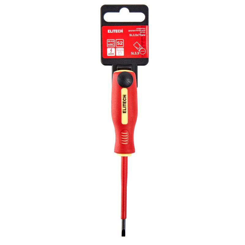 Отвертка диэлектрическая ELITECH 231101 SL3.5х75 мм