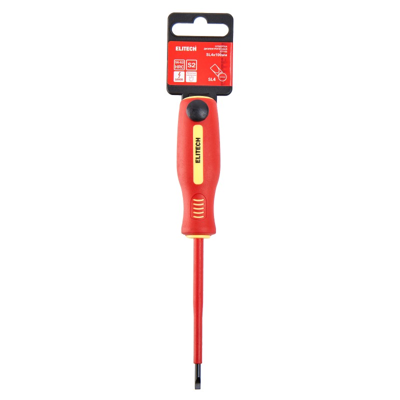 Отвертка диэлектрическая ELITECH 231102 SL4х100 мм