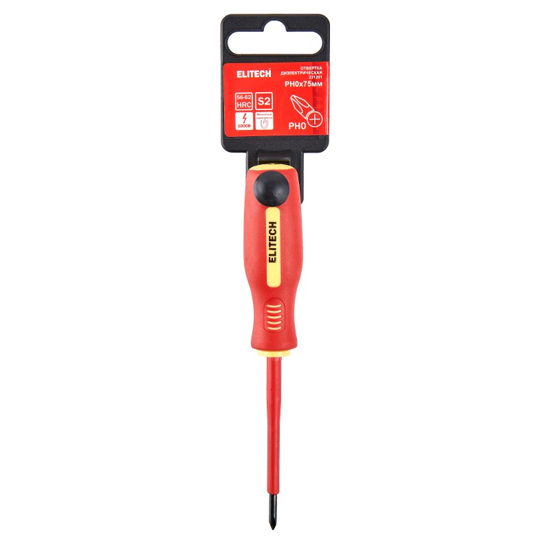 Отвертка диэлектрическая ELITECH 231201 PH0х75 мм