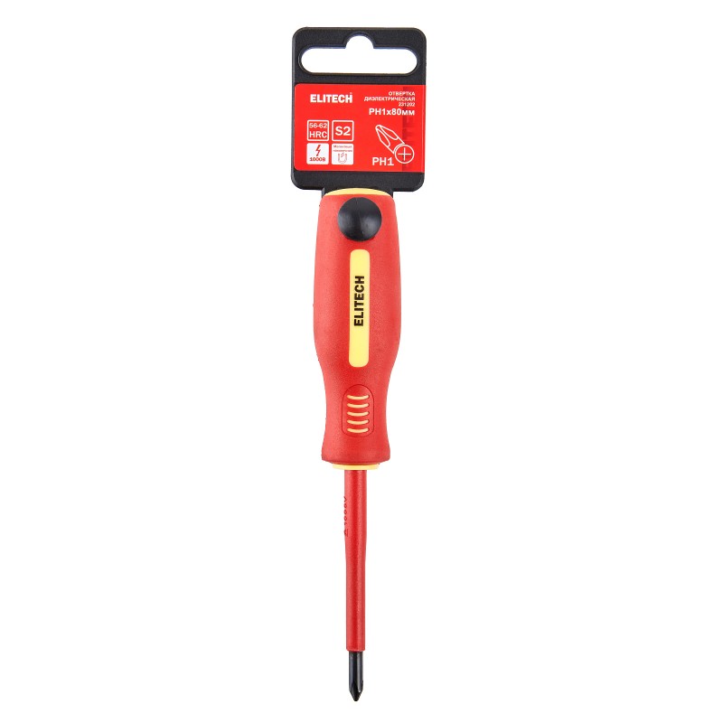 Отвертка диэлектрическая ELITECH 231202 PH1х80 мм