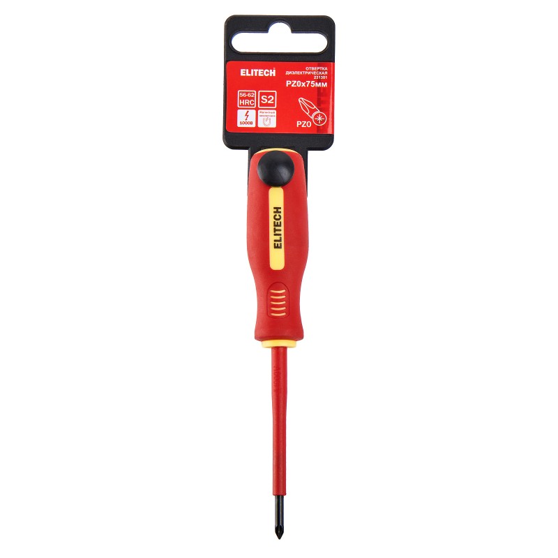 Отвертка диэлектрическая ELITECH 231301 PZ0х75 мм