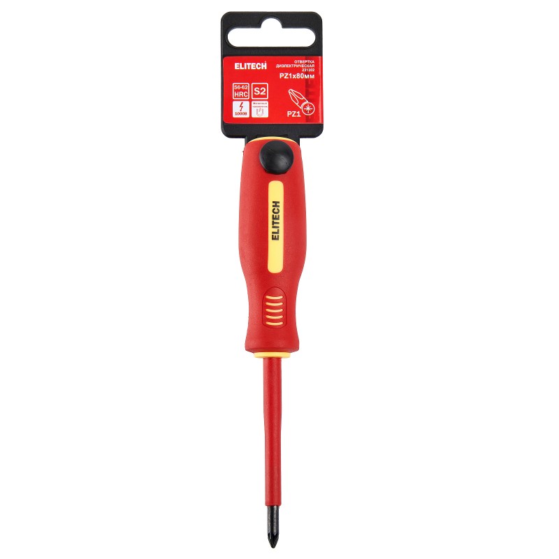 Отвертка диэлектрическая ELITECH 231302 PZ1х80 мм