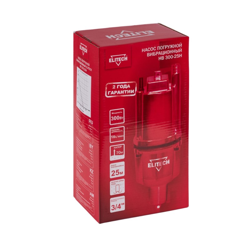 Насос погружной вибрационный тип Малыш Elitech НВ 300-25Н